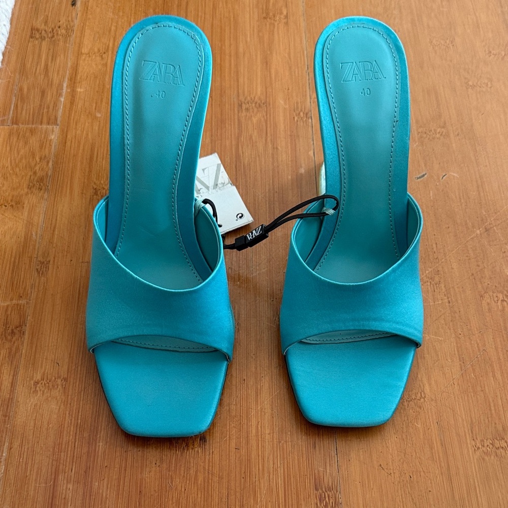 Zara Women's Turquoise Heeled Slides